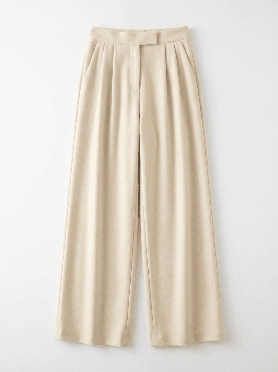 크림 와이드 트라우저