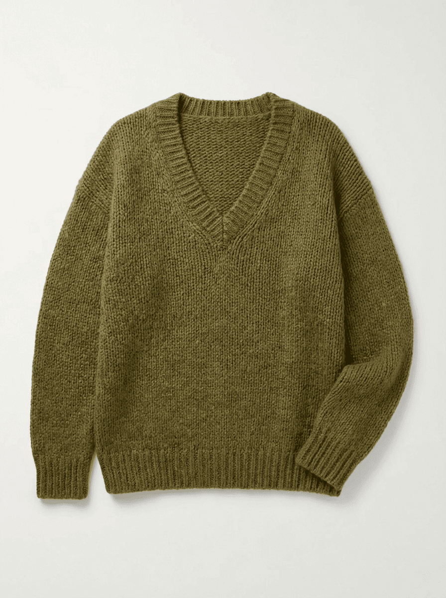 올리브 브이넥 니트